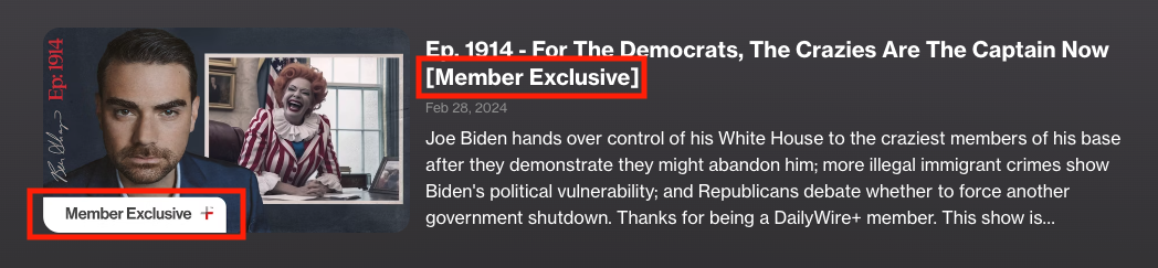 Member Exclusive Shows – DailyWire+ Help Center